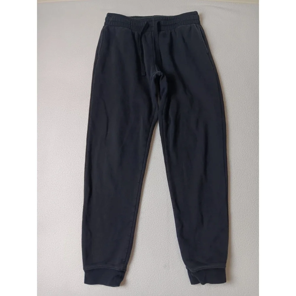 HM Regular Fit Mens Sweatpants Black Cotton Blend Fleece Joggers Size S